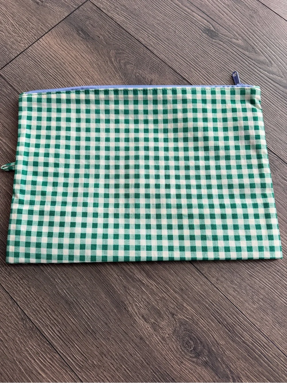 Baggu large go pouch - green white gingham